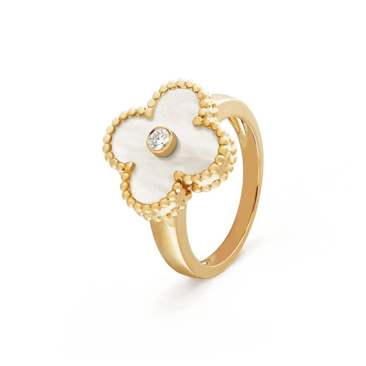 [VCA]CLOVER PINK MOP RING GOLD DIAMOND