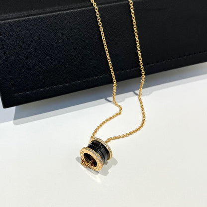 [Blar]ZERO 1 BLACK CERAMIC DIAMOND PINK GOLD NECKLACE